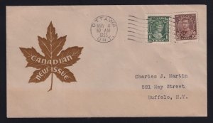 Canada 1935 1c Elizabeth WEEPING PRINCESS VARIETY First Day Cover FDC (Sc. 211i)