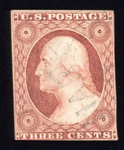 US Scott 10a Used 3c cents orange brown 1852 Lot AA005 bhmstamps