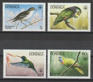 DOMINCIA 1984 WWF SG 870/3 + MS  MNH