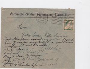 HELVETIA  1915 COVER ZURICH CANCELS    REF 4976