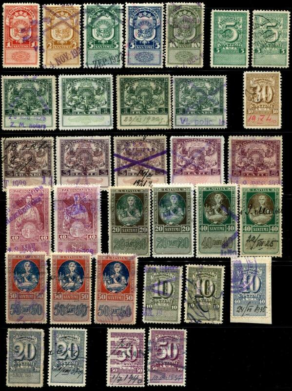 LATVIA Lettland Lettonie REVENUE Document Stamps Stempel Zimog Marka Collection