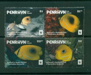 Penrhyn Islands #580  (2017 WWF Fish block of four) VFMNH CV $9.75