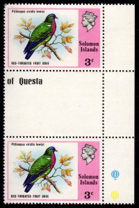 Solomon Islands - Scott #318 Mint Gutter Pair (Bird)