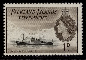 FALKLAND ISLANDS - Dependencies QEII SG G27b, 1d black & sepia NH MINT. Cat £20.