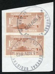 Isle of Man 1/- Brown Pair QEII Pictorial Revenues CDS On Piece