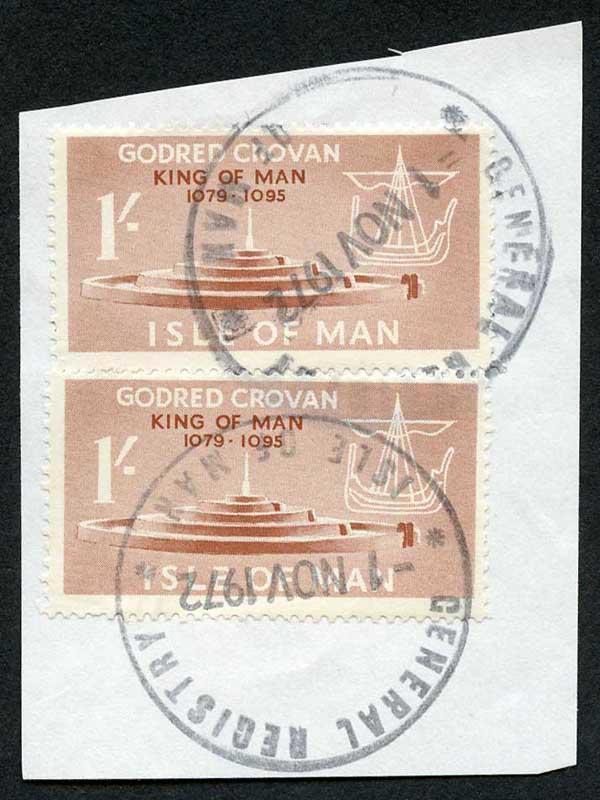 Isle of Man 1/- Brown Pair QEII Pictorial Revenues CDS On Piece