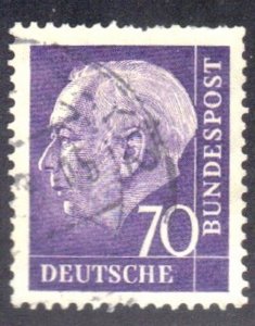 GERMANY SCOTT #759 USED 70pf VIOLET 1955-57