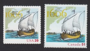 USA - CANADA =2006 Joint Issue = 400th Settlement = Champlain Ship #4073,2155