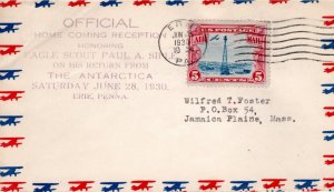Scout Cachets #1683 Paul Siple Homecoming Erie PA 1930 - Levy 30-1