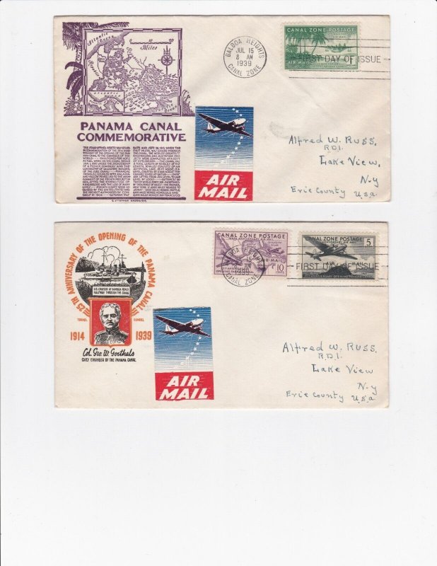 KAPPYSTAMPS USA CANAL ZONE #C15-20 COMPLETE SET AIRMAILS FIRST DAY COVERS  GV9