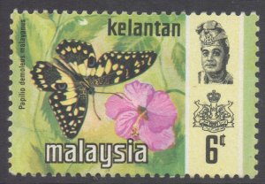 Malaya Kelantan Scott 101 - SG115, 1971 Butterflies 6c MH*