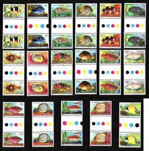 Cocos (Keeling) Is.-Sc#34-50-Unused NH set in gutter pairs-Marine Life-Fish-1979