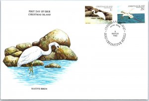 ILLUSTRATED FIRST DAY COVER NATIVE BIRDS OF CHRISTMAS ISLAND 1982