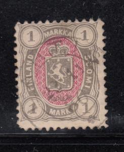 Finland 1885 used Scott #35 1m Coat of Arms Cancel Lahtis 22 11 86