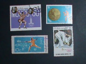 ​CUBA - 4 OLYMPIC GAMES VERY OLD USED-CUBA STAMP-VERY FINE PLEASE WATCH