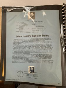 USPS Souvenir Page Scott  1989 john Hopkins stamp