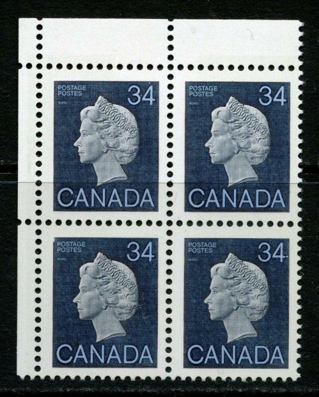 Canada 34c Queen. Unitrade 926. Missing Phosphor Tag Between Stamps (shown) MNH