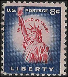 Scott# 1041  1954 8c dp bl & car  Statue of Liberty   Mint Never Hinged - Fine