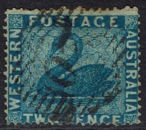 WESTERN AUSTRALIA 1861 SWAN 2D INTERMEDIATE PERF 14 - 16 USED