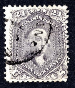 US 1868 24¢ Washington Stamp F Grill #99 with CERT Used CV $1,500