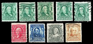 Scott 300, 301, 304, 306, 307 1c-10c Regular Issues Used Fine+ Cat $10