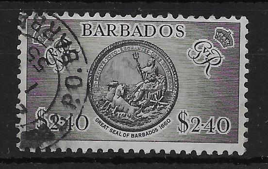 BARBADOS SG282 1950 $2.40 BLACK USED