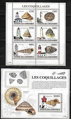 Comoro Islands #1083-84 Sea Shells and Lighthouses Mint NH