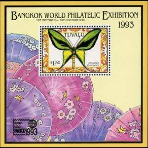 TUVALU 1993 - Scott# 648 S/S Butterflies Bangkok NH