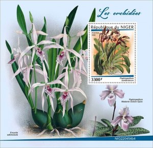 Niger - 2022 Queen of Paphs Orchids on Stamps - Stamp Souvenir Sheet NIG220454b4