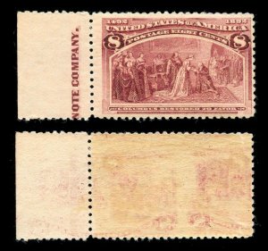 US Stamps #236 Var. Printed on Both Sides Mint NH OG Rare PF Cert LOT #87978-1