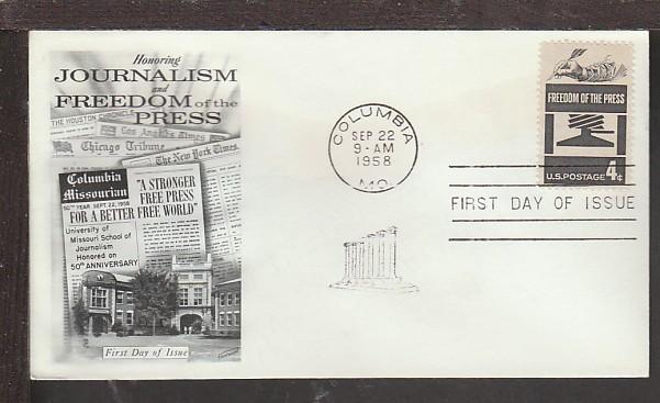 US 1119 Freedom of Press 1958 Fleetwood U/A FDC O779