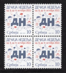 1945 - Serbia 2022 - Children's Week - MNH Surcharge Stamp - Block of 4