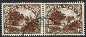 SOUTH AFRICA 1947 NATIVE KRAAL 4D PAIR HYPHENATED USED