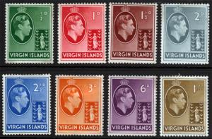 British Virgin Islands KGVI 1938 CHALK issues SG110-SG117 Mint Hinged