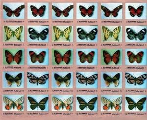 Manama 1972 BUTTERFLIES Mini-Sheet (3x10v) Imperforated Mint (NH)