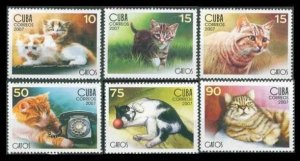 CUBA Sc# 4673-4678  CATS domestic feline pet CPL SET of 6  2007 MNH