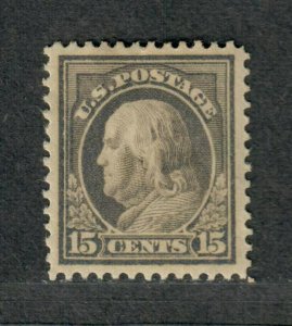 US Sc#418 M/HH, XF-SUP Light Gum Bend, Cv. $80