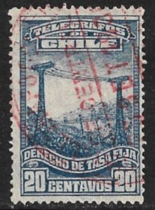 CHILE 1929 20c Tax on Telegraph Receipts Stamp His.21 VFU Revenue