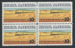 U.S.#1506 Wheat Fields and Train 10c Block of 4, MNH.