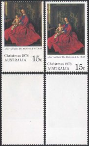 Australia SG696 1978 Christmas 15c Misperf Perf U/M