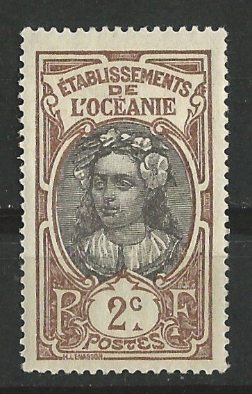 French Polynesia # 22  Tahitian Girl - 2c  1913  (1) Unused VLH