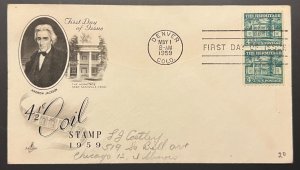 4½¢ COIL STAMP #1037 MAY 1 1959 DENVER CO FIRST DAY COVER (FDC) BX4