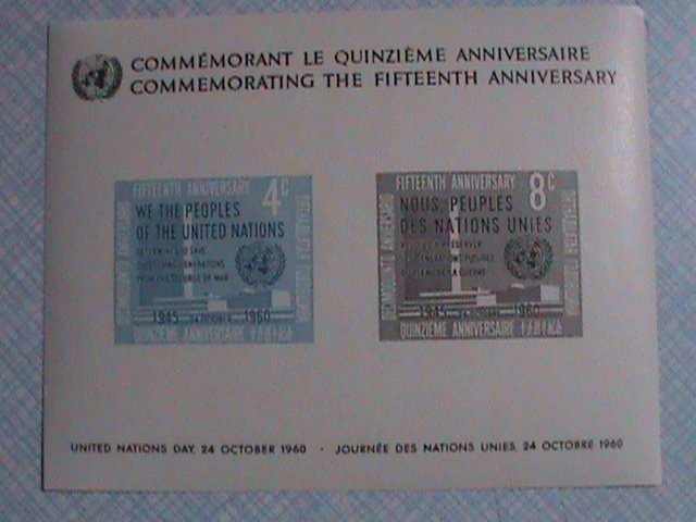 1960 UNITED NATIONS: 15TH ANNIVERSARY OF UN S/S