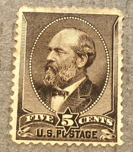 US 205 - 1882 5c President Garfield, yellow brown, Unused