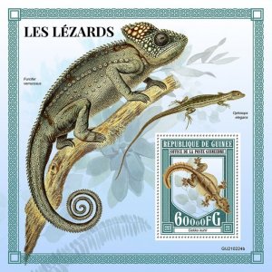 GUINEA - 2021 - Lizards - Perf Souv Sheet - Mint Never Hinged