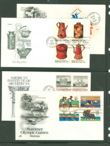 US 1749/1794 1978-79 4 U/A FDCs with blocks of 4 with artmaster & artcraft cachets