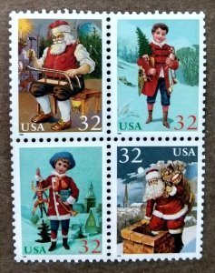 U.S.#3007a Christmas (1995) 32c Block of 4, MNH.