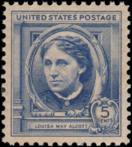 1940 Famous Americans Louisa May Alcott, Author, Single 5c Stamp, Sc#862, MNH,OG