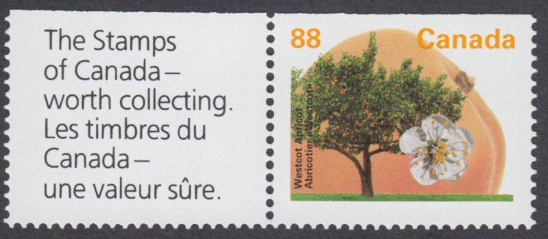 Canada - #1373as Westcot Apricot Tree, Booklet Stamp, Perf. 13.1, GT4 - MNH