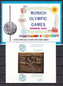Ajman, Mi cat. 1236, BL336. Olympics Gold Foil. Equestrian s/sheet in Folder. ^